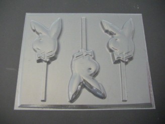 257sp Bow Tie Bunny Chocolate or Hard Candy Lollipop Mold